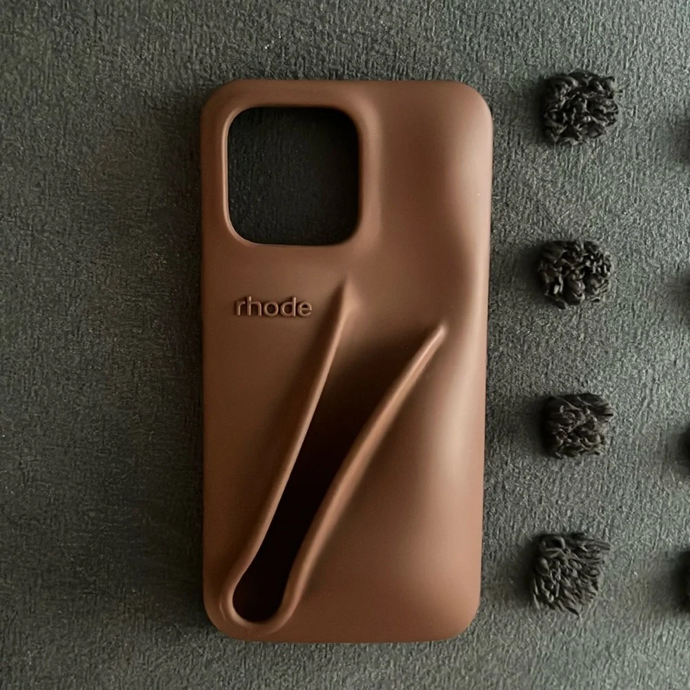 rhode skin Brown Silicone Phone Case with Matching Tube Accent iPhone 13 Pro
